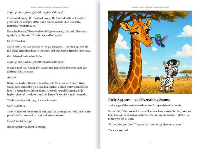 Inside pages of a BookMasher children's book