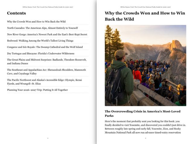 Inside pages of a BookMasher travel guide